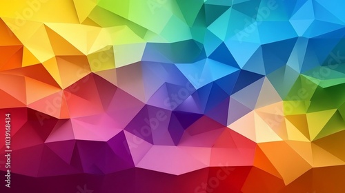 Abstract colorful polygonal background with vibrant hues transitioning from yellow to red.