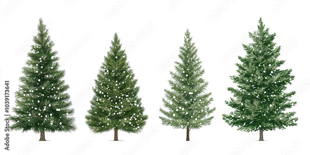Obraz premium fir tree Christmas tree greeting card or invitation design background. white background.