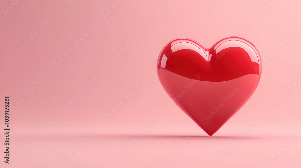 A glossy red heart on a soft pink background, symbolizing love and affection. A glossy red heart on a soft pink background, symbolizing love and affection.