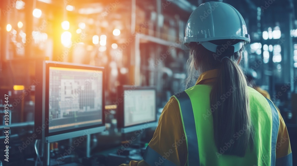 Fototapeta premium Industrial Control Room with Soft Lighting at Power Plant