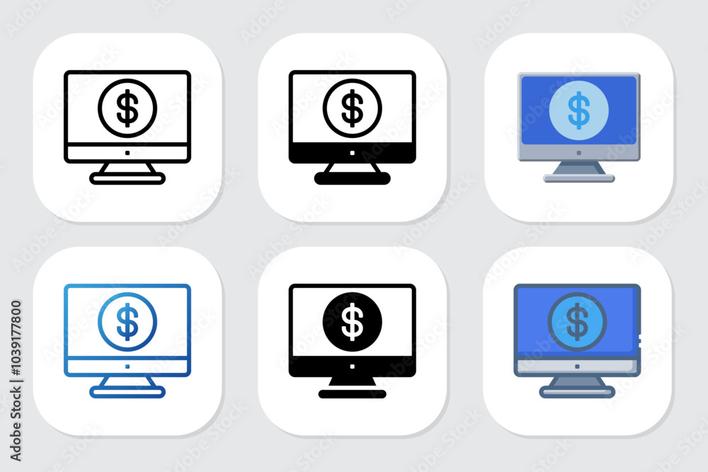 dollar icons with various design styles dollar icons with various design styles