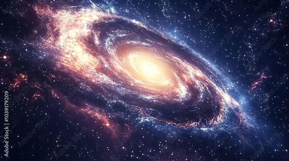 A vibrant spiral galaxy in the vastness of space. A vibrant spiral galaxy in the vastness of space.