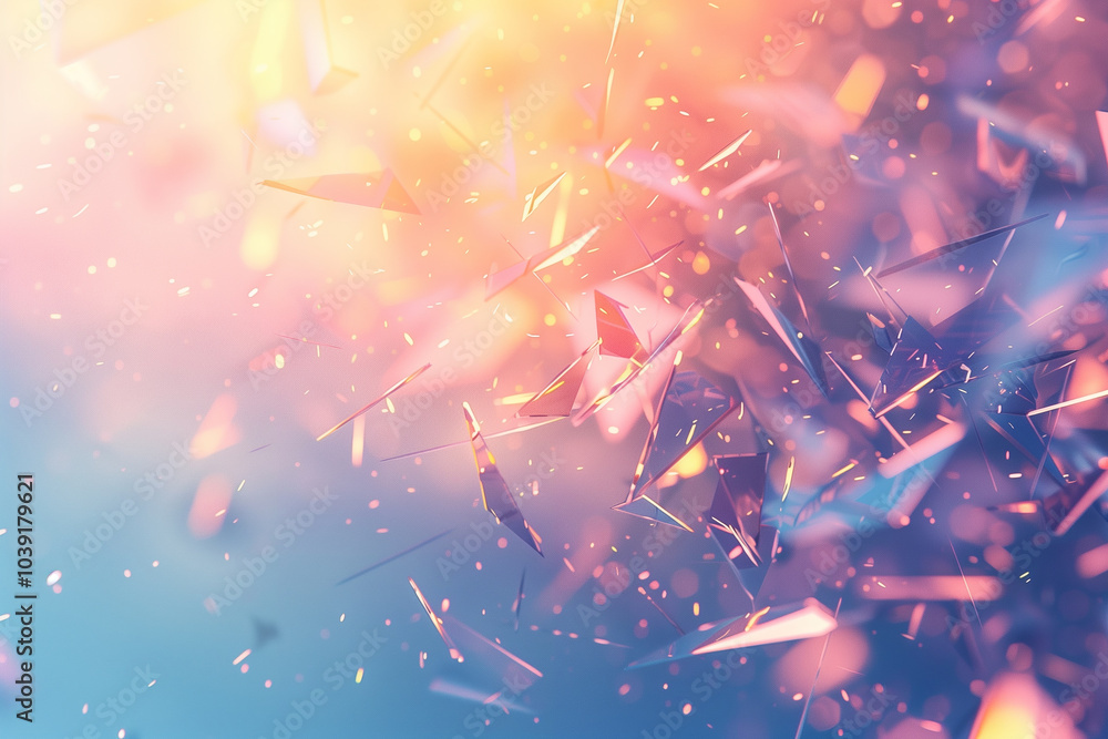 abstract background with floating geometric shards with soft light effects. abstract background with floating geometric shards with soft light effects.