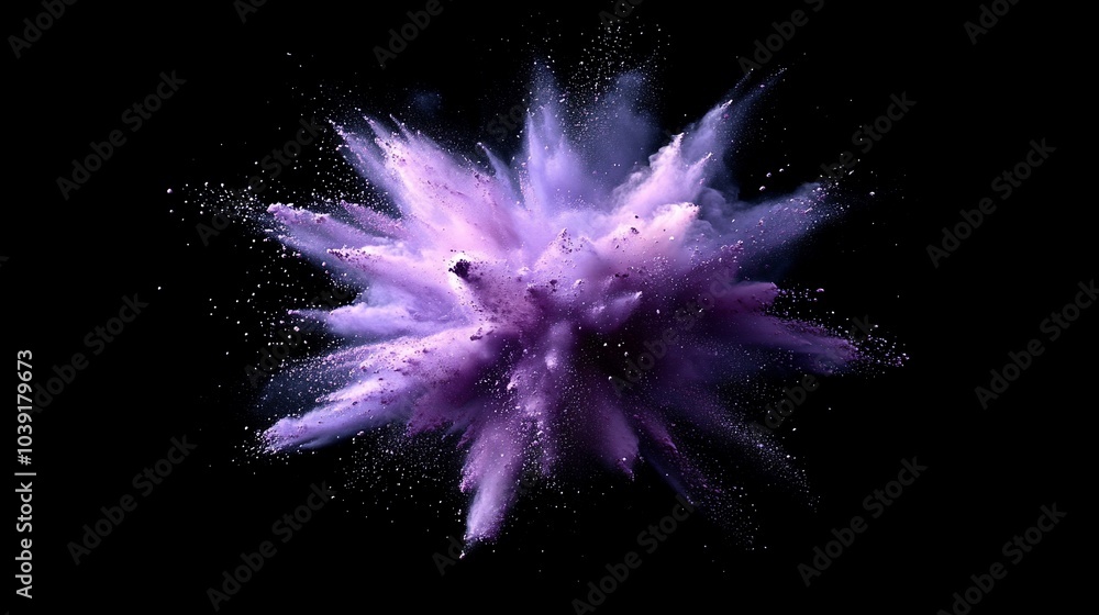Purple and pink powder explosion on a black background. Purple and pink powder explosion on a black background.