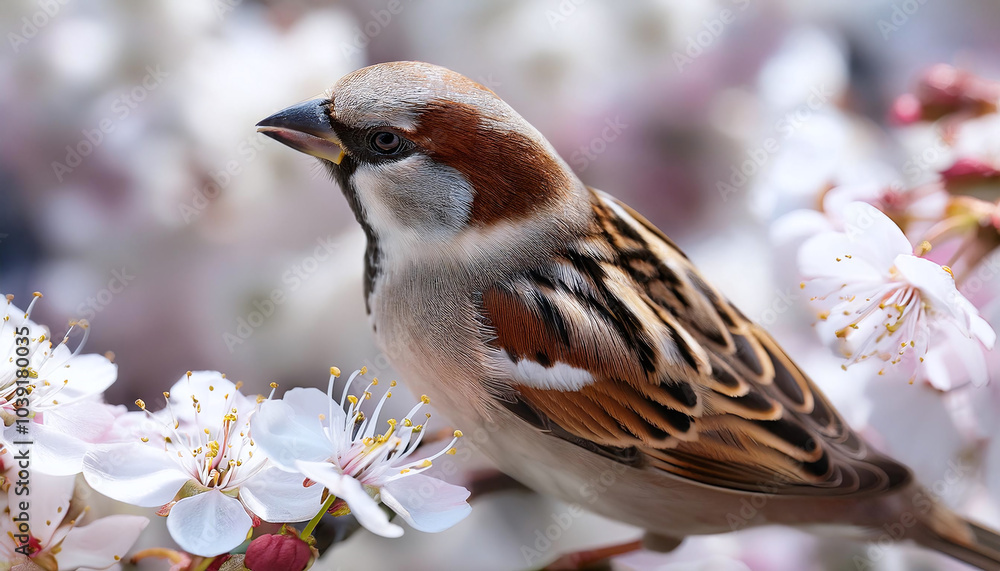 Fototapeta premium 桜と雀