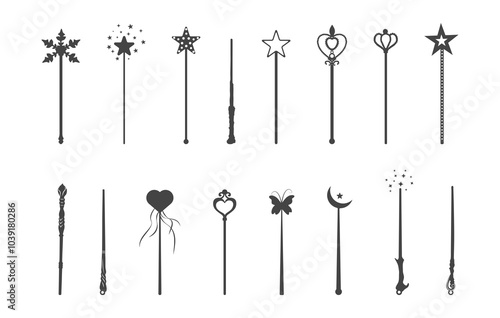 Magic wands svg, Magic wand silhouette, Wand silhouette, Fairy wand svg, Wands svg, Magic stick svg, Wizard wand silhouette, Wand vector bundle.