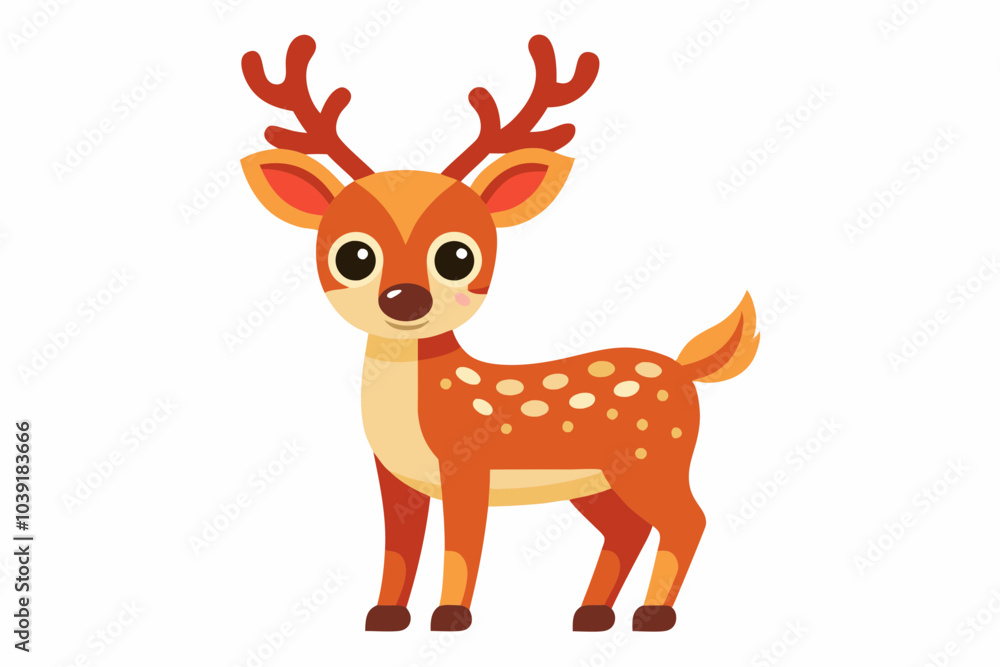Fototapeta premium Cute reindeer vector illustration, Christmas baby reindeer vector art, reindeer clip art vector
