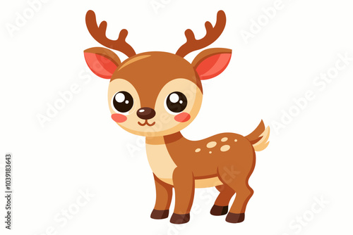 Cute reindeer vector illustration, Christmas baby reindeer vector art, reindeer clip art vector