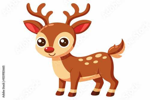 Cute reindeer vector illustration, Christmas baby reindeer vector art, reindeer clip art vector