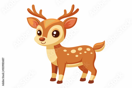 Cute reindeer vector illustration, Christmas baby reindeer vector art, reindeer clip art vector