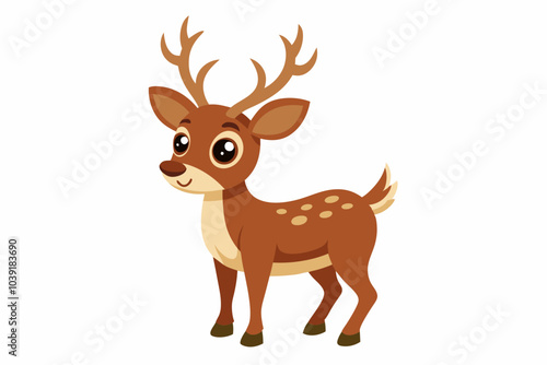 Cute reindeer vector illustration, Christmas baby reindeer vector art, reindeer clip art vector