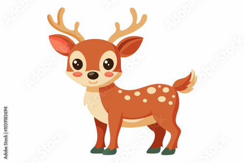 Cute reindeer vector illustration, Christmas baby reindeer vector art, reindeer clip art vector