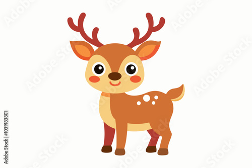 Cute reindeer vector illustration, Christmas baby reindeer vector art, reindeer clip art vector