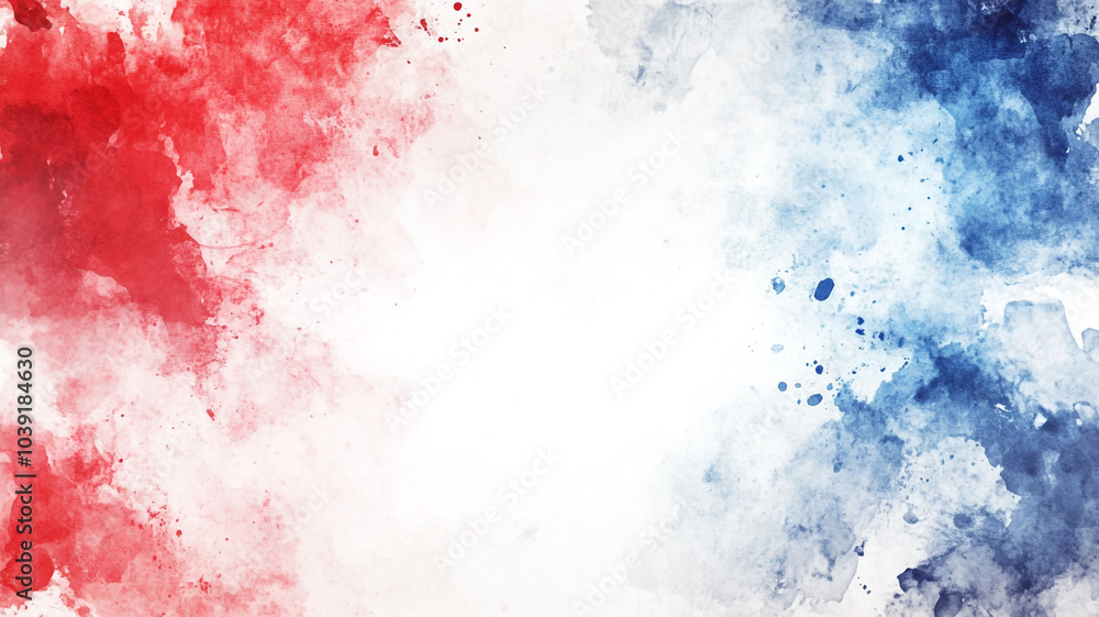 Fototapeta premium Abstract watercolor background in red, white, and blue colors blending seamlessly together