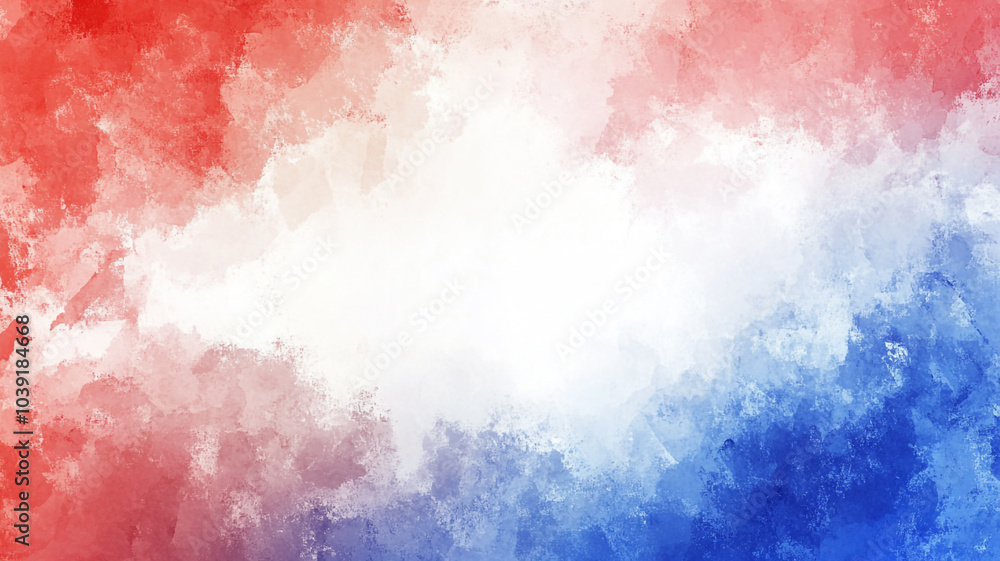 Fototapeta premium Abstract painted background in patriotic colors of red, white, and blue with soft textures