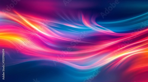 Abstract background with colorful glowing waves.