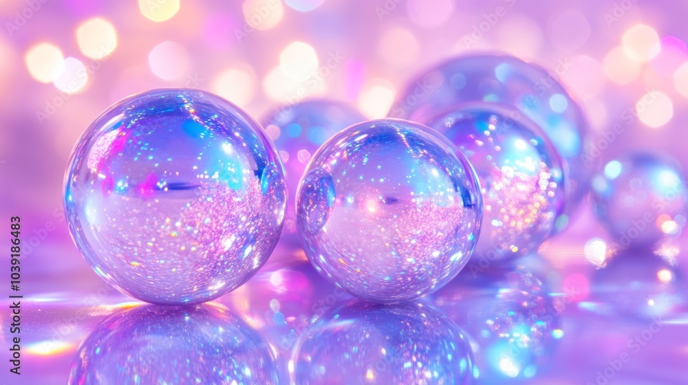 Shiny Purple Glass Balls with Bokeh Lights Abstract Background Shiny Purple Glass Balls with Bokeh Lights Abstract Background