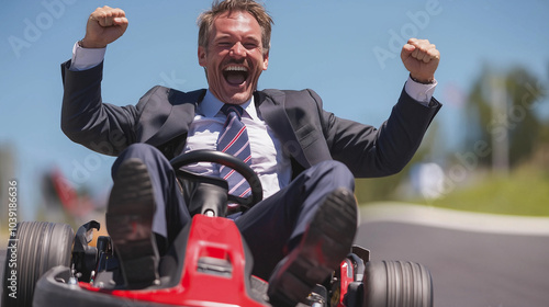 Businessman Kart Racing Vic...