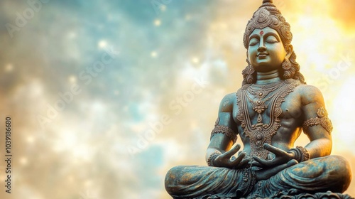 Meditation Statue with Bokeh Background Peaceful Tranquility