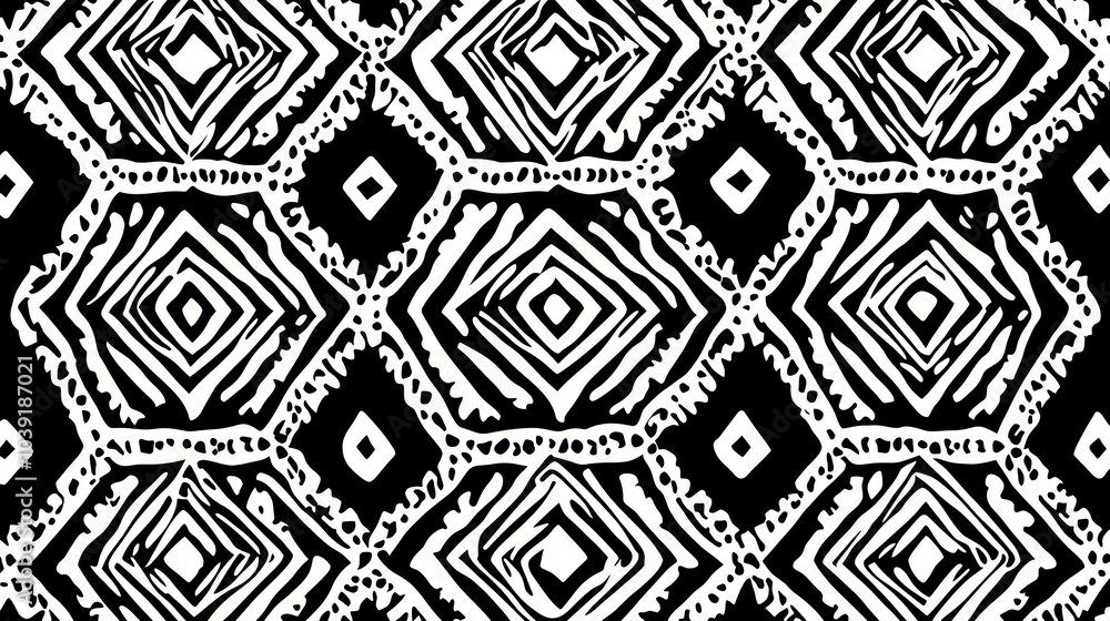 Abstract Black and White Geometric Pattern Tribal Design Digital Art Seamless Texture Abstract Black and White Geometric Pattern Tribal Design Digital Art Seamless Texture