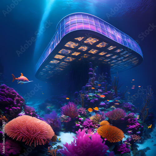 coral reef in the night photo