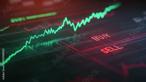 Stock Market Growth Chart with Buy and Sell Indicator