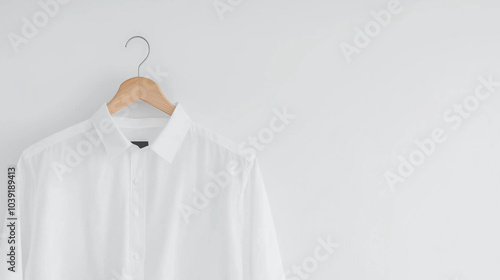 Crisp White Shirt on Wooden...
