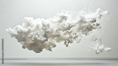 Ethereal White Cloud Vanishing into Infinity on Seamless Background, Surreal Ominous Atmosphere