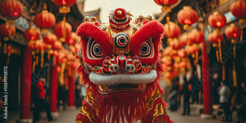 Chinese dragon, traditional Chinese festival celebration, generative AI