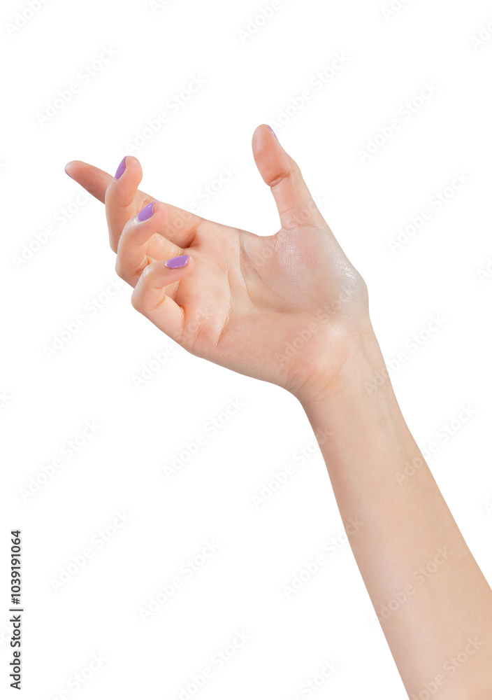 Woman hand touching or pointing on isolated white background. Woman hand touching or pointing on isolated white background.