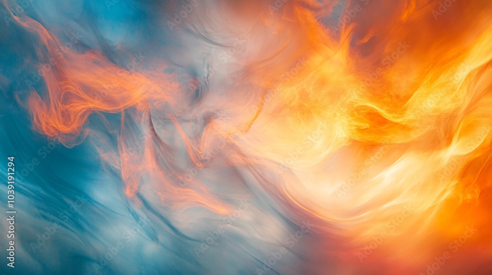 Abstract background with flowing orange, yellow, and blue swirls. Abstract background with flowing orange, yellow, and blue swirls.