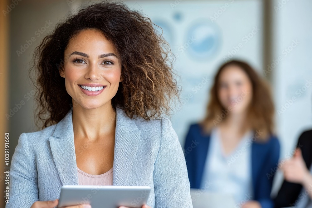 Obraz premium Empowering professional connections a confident woman in a business setting with team dynamics