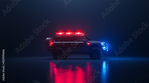 Police SUV with flashing li...