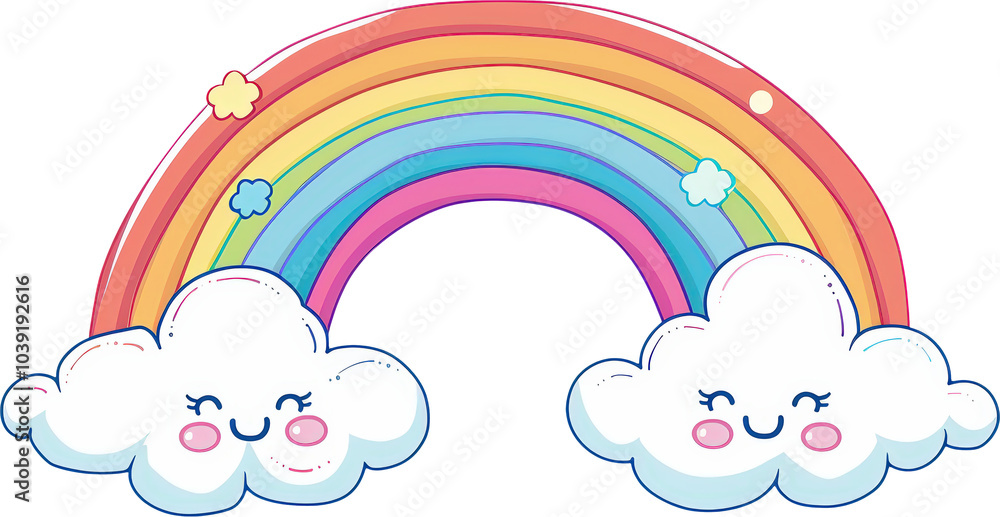 Rainbow with smiling clouds Rainbow with smiling clouds