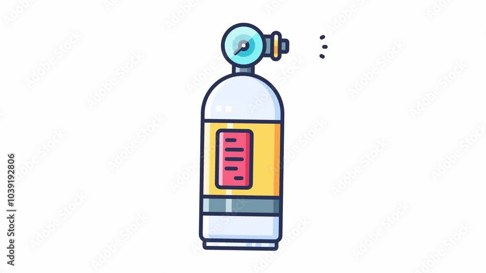 Animated oxygen tank with a pressure gauge, commonly used for medical purpose. Animated oxygen tank with a pressure gauge, commonly used for medical purpose.