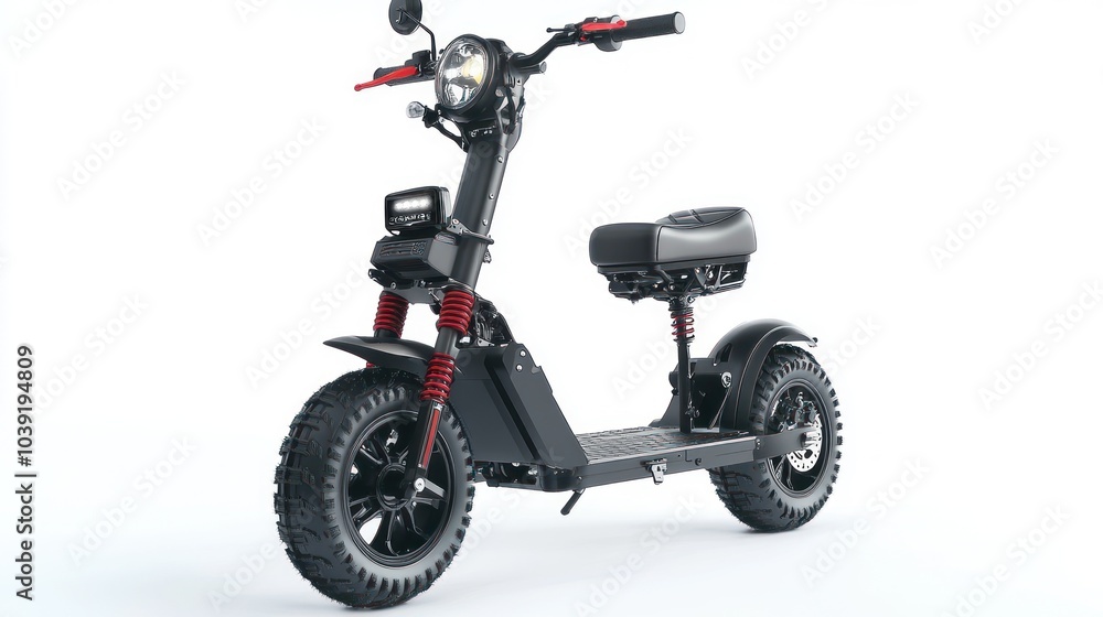 Black Electric Scooter with Red Accents Black Electric Scooter with Red Accents