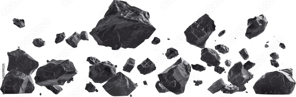 Grey rocks on a black background Grey rocks on a black background