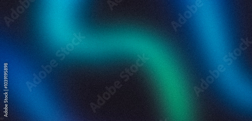 Abstract dark blue sea sky black color wave glowing grainy gradient backdrop design, copy space