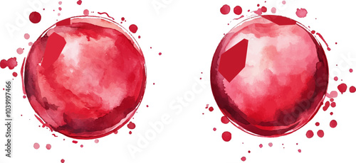 Red wine stains in the shape of two circles on a white background.