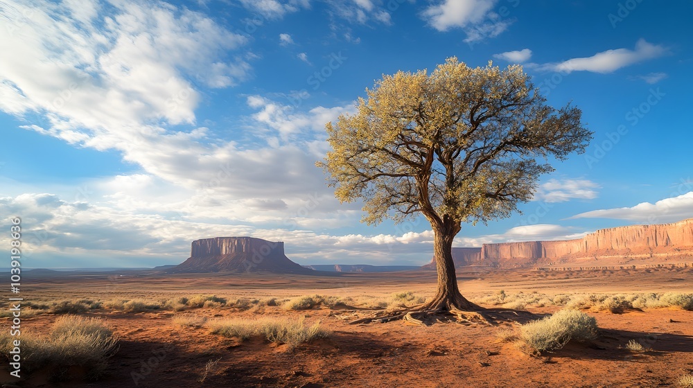 Naklejka premium Solitary Tree in Barren Landscape