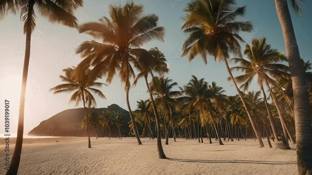 Summer palm trees at a beach in Mexico Summer palm trees at a beach in Mexico