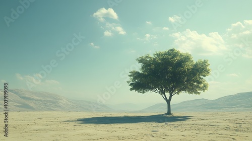 Solitary Tree in Barren Landscape