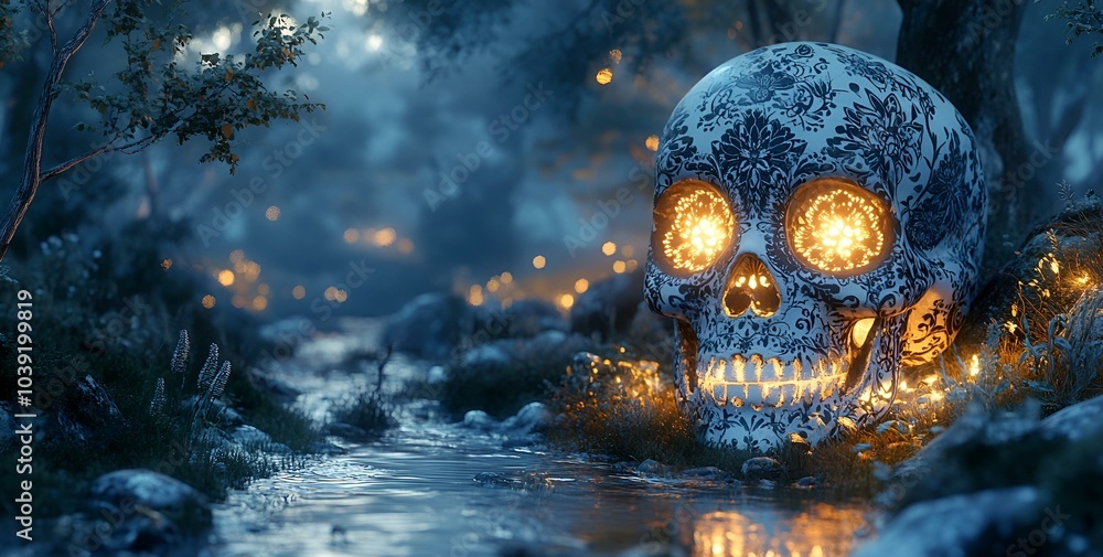 Fototapeta premium a skull with lights on it