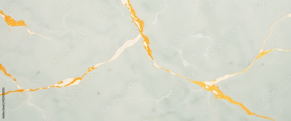 Fototapeta premium Mint Green Marble with Gold Veins Background