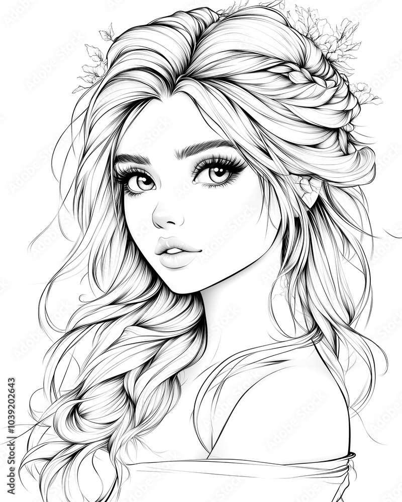 A girl with long blonde hair and a pretty smile. She has a braid in her hair A girl with long blonde hair and a pretty smile. She has a braid in her hair