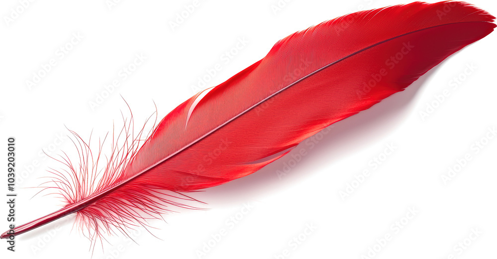 Red bird feather on black Red bird feather on black