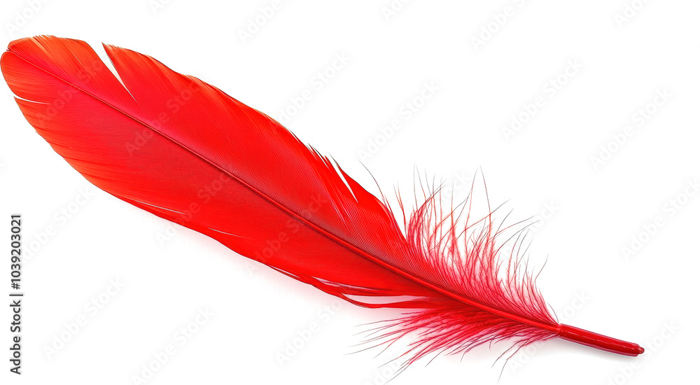 Single red feather on black Single red feather on black