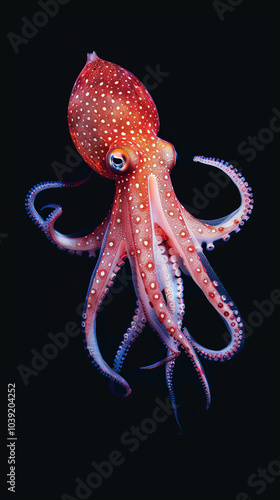 Strawberry Squid in the Ocean Depths