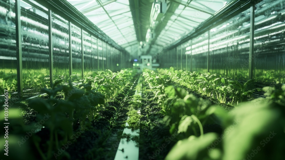An AI-driven robotic farming community in a post-climate-change world, automated greenhouses cultivating crops in harsh conditions, Post-Apocalyptic style An AI-driven robotic farming community in a post-climate-change world, automated greenhouses cultivating crops in harsh conditions, Post-Apocalyptic style