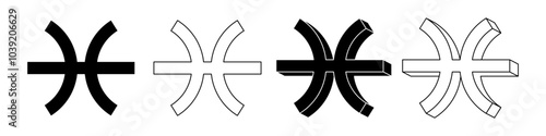 Pisces symbol set isolated on white background 